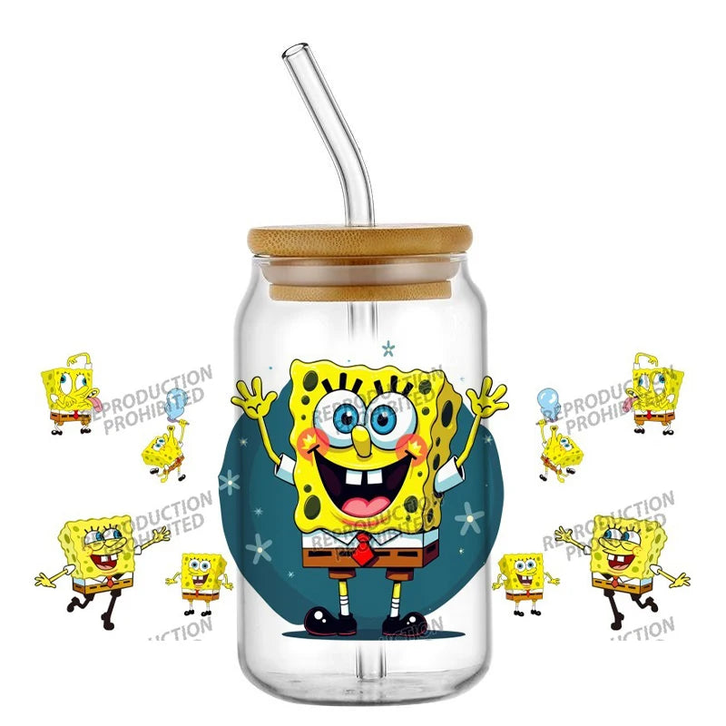 Verre Bob L'Éponge - Style Canette avec Paille