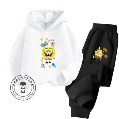 Ensemble contrasté Bob l'Éponge : haut blanc et pantalon noir