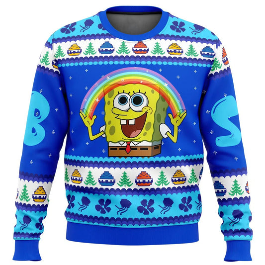 Felpa natalizia SpongeBob - Buone feste (blu notte)