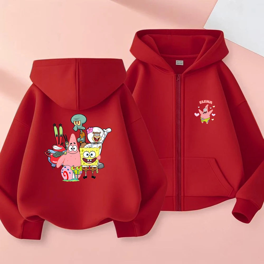 Gilet Zippé Enfant Bob L'Éponge - Noir (Style Streetwear)