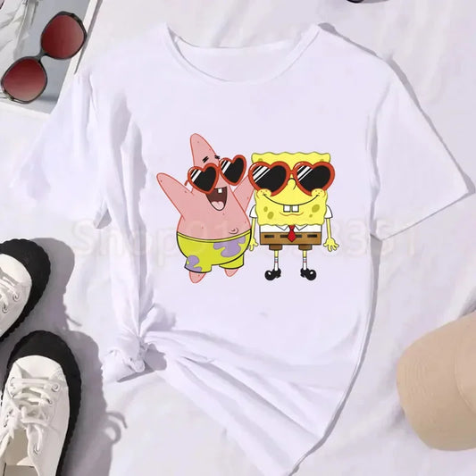 T-shirt bianca di SpongeBob - Stile vacanza (Occhiali da sole)