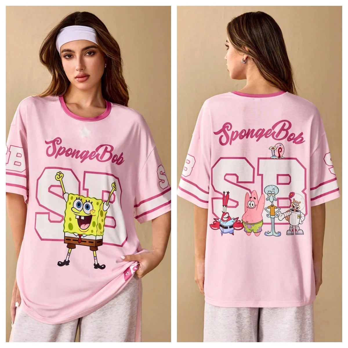 T-Shirt Bob L'Éponge - Maillot Oversize Rose
