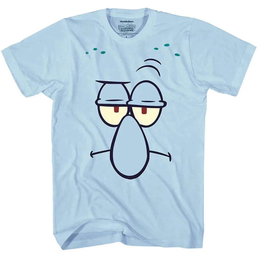 T-shirt in cotone SpongeBob - Volto di Squiddi cinico (blu)