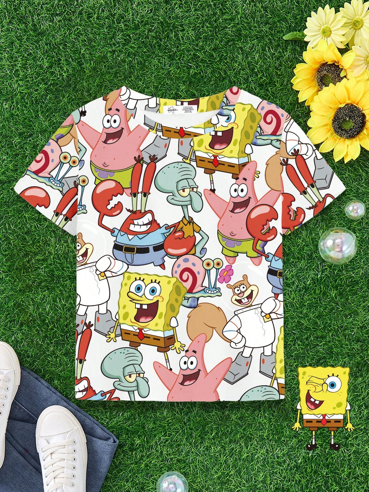 T-shirt Bob l'Éponge : impression intégrale des personnages