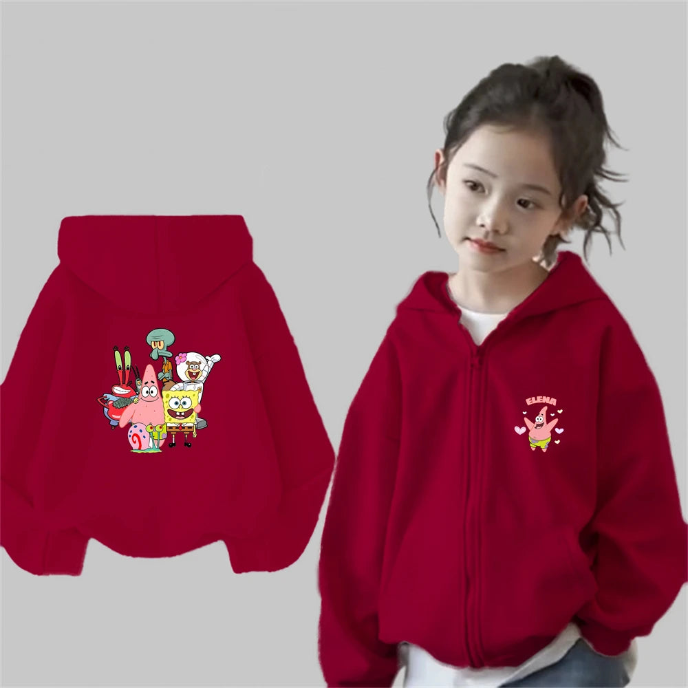 Gilet Zippé Enfant Bob L'Éponge - Noir (Style Streetwear)