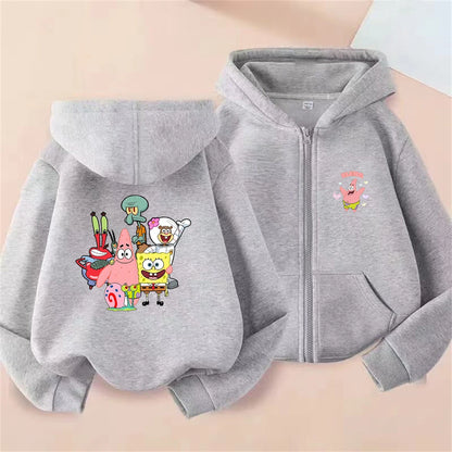 Gilet Zippé Enfant Bob L'Éponge - Noir (Style Streetwear)