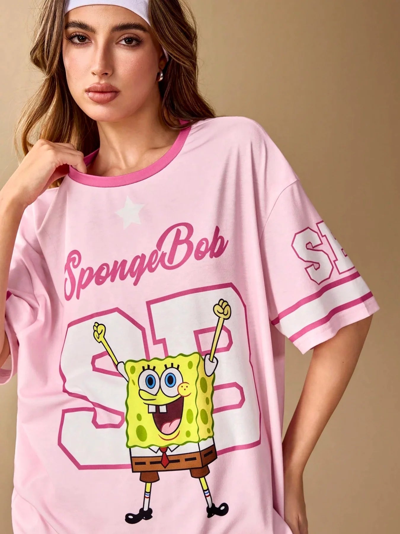 T-Shirt Bob L'Éponge - Maillot Oversize Rose