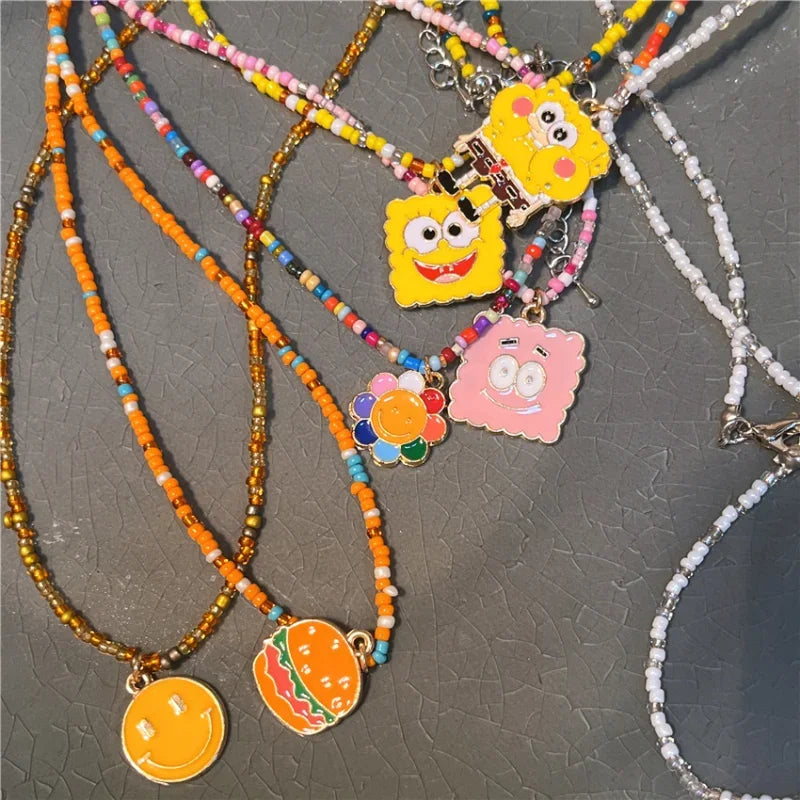 Collier Perles Bob L'Éponge - Style Kawaii
