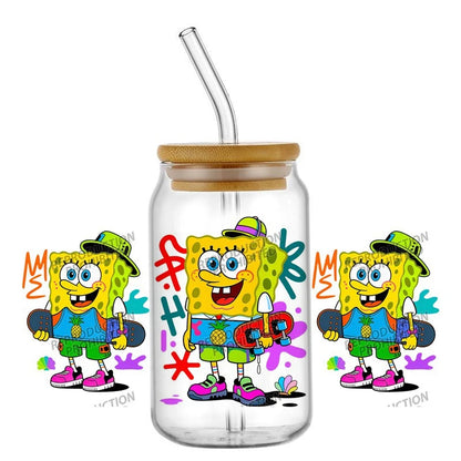 Verre Bob L'Éponge - Style Canette avec Paille