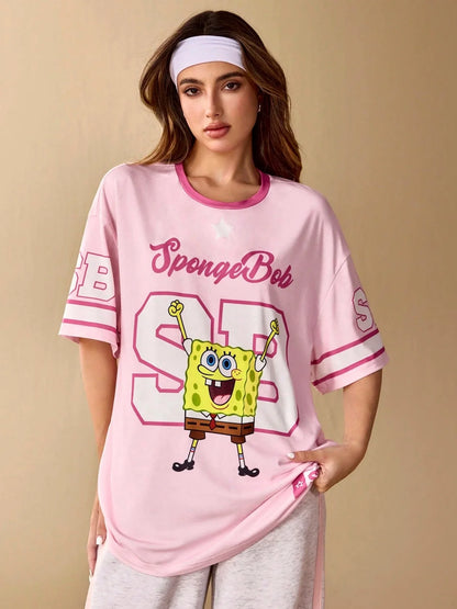 T-Shirt Bob L'Éponge - Maillot Oversize Rose