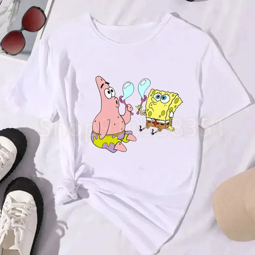 T-Shirt bianca SpongeBob - Corsa in coppia (allegra)