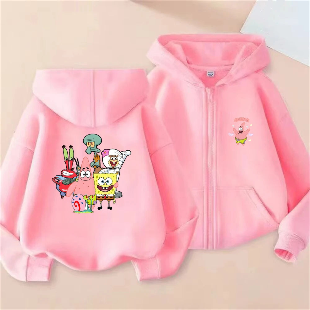 Gilet Zippé Enfant Bob L'Éponge - Noir (Style Streetwear)