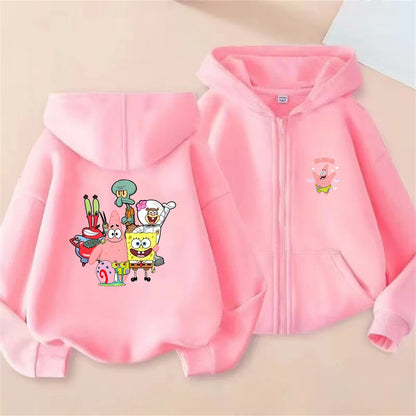 Gilet Zippé Enfant Bob L'Éponge - Noir (Style Streetwear)