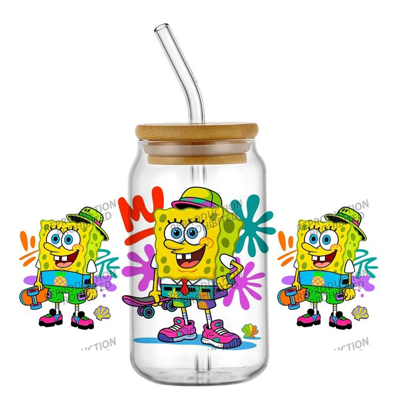Verre Bob L'Éponge - Style Canette avec Paille